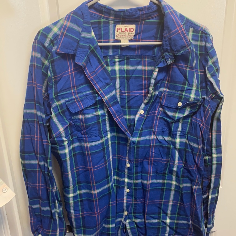 Blue plaid shirt